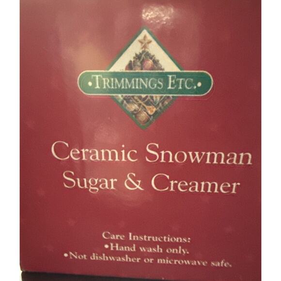 Vintage Ceramic Christmas Snowman Sugar and Creamer Set Trimmings Etc - Picture 7 of 7